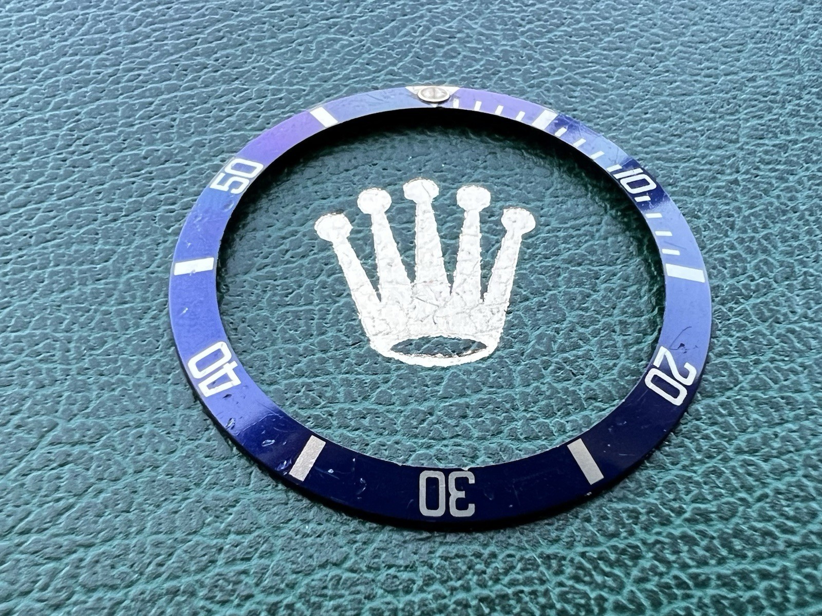 Genuine Rolex Submariner 16803 16613 16808 Flat 4 Blue Silver Bezel Insert #1533