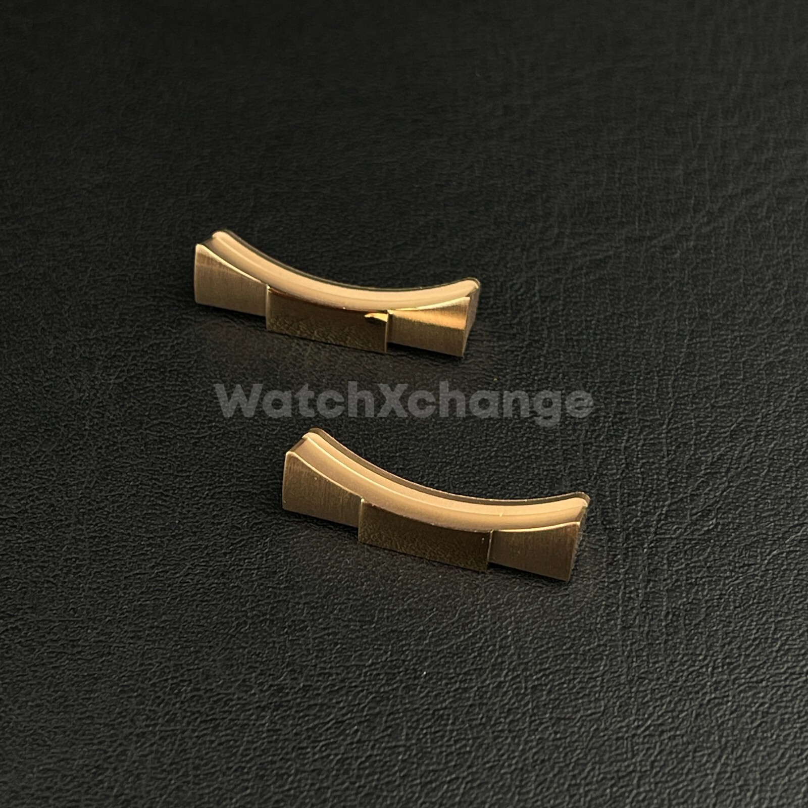 Rose Gold 20mm Curved End Links Steel Watch Band Strap Bracelet Two Tone
