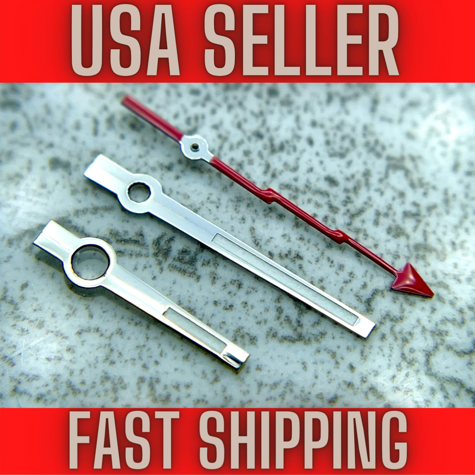 “Baton w/ red lightning bolt” Hands for Seiko NH35,NH36,7s26,7s36 SKX007 MOD.