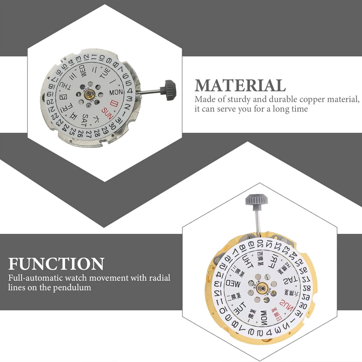 Original 8215 Watch Automatic Movement 21 Jewels, Date at 3 + Extra Parts