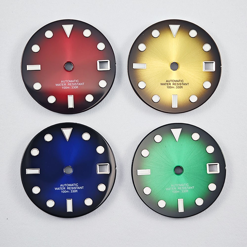28.5mm Custom Logo Watch Dial For NH35 NH36 Movement Green Luminous Faces