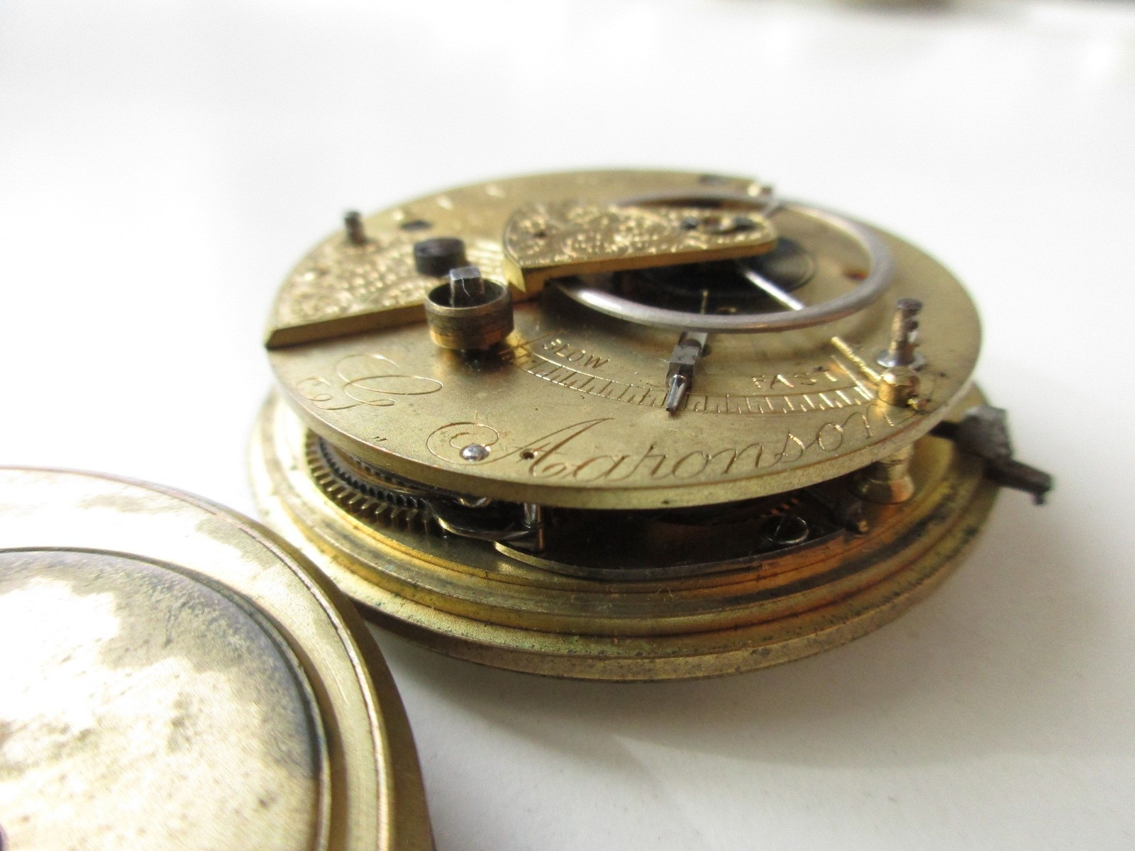 Verge Fusee pocket watch movement Aaronson Manchester – balance moves