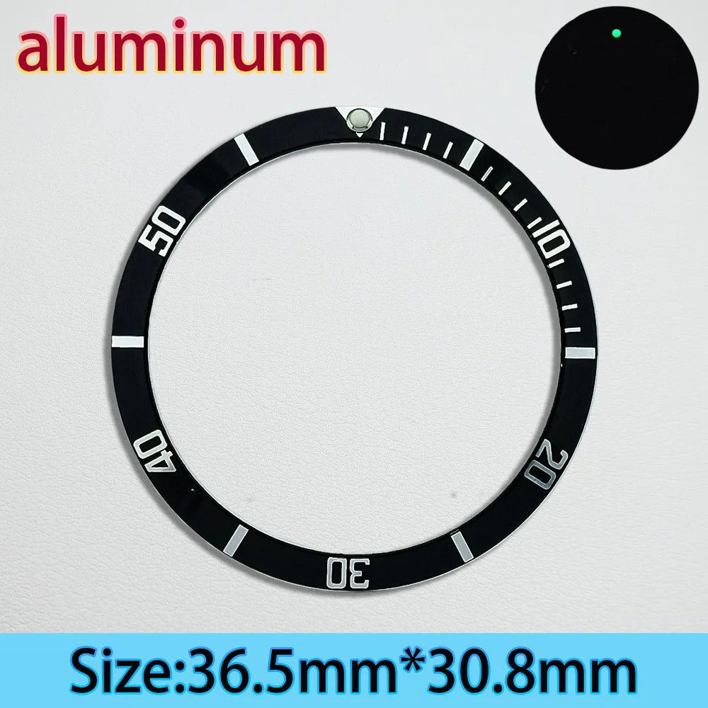 Aluminium Bezel Insert 36.5mm Green Luminous For NH35/36 Diving Ring