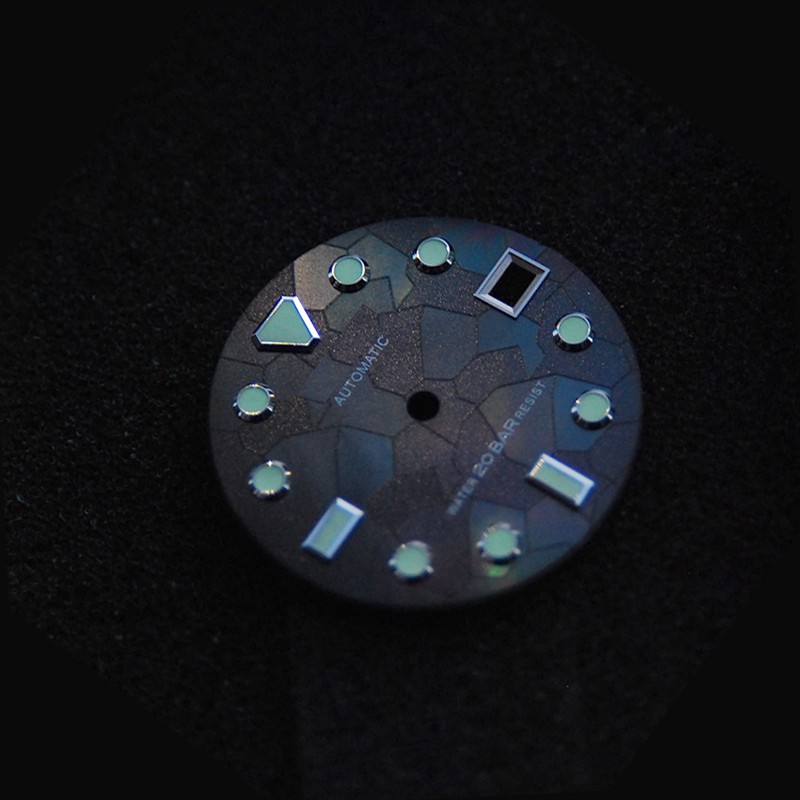 28.5mm Meteorite Watch Dial Green Luminous Date For NH35 4R 6R Movement