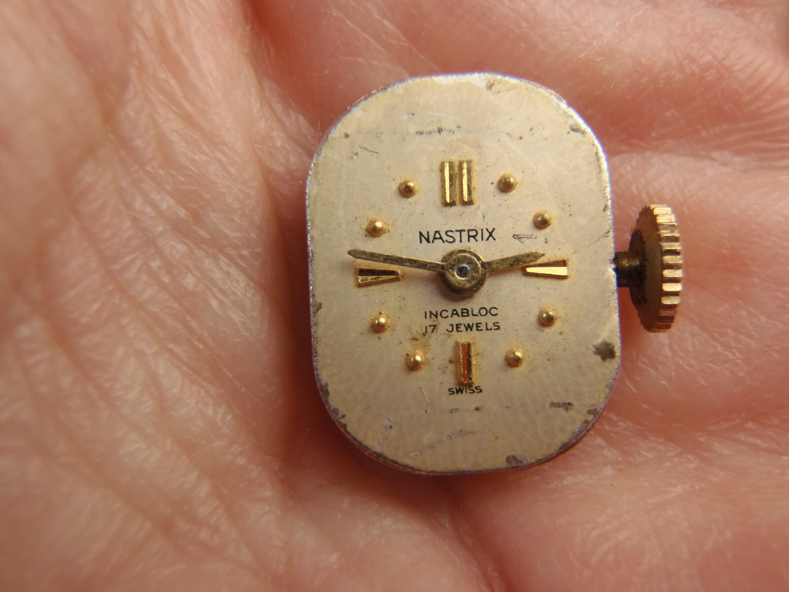 Nastrix HYQ Hilton Watch Co Watch Movement Dial Hands Crown 17J Running