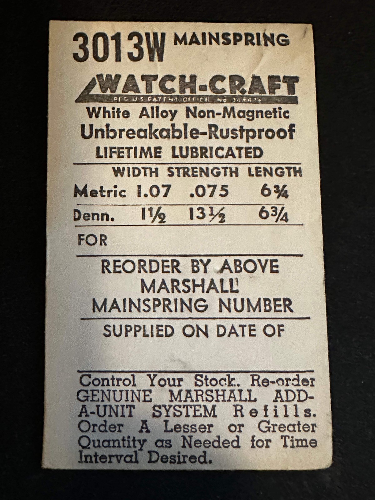 WATCH-CRAFT Mainspring 3013W for Omega caliber 690 – Alloy