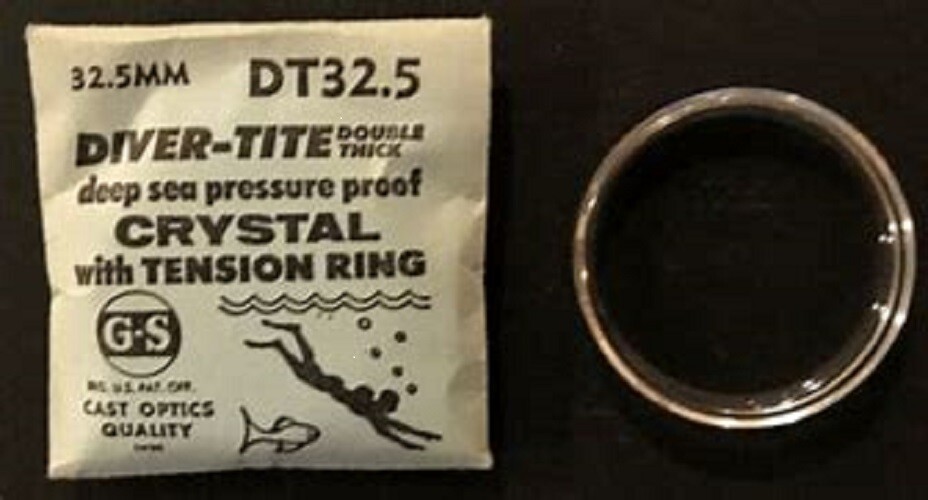 DIVER Watch Crystal with tension ring NEW Select Your Size 28.0mm to 34.8mm