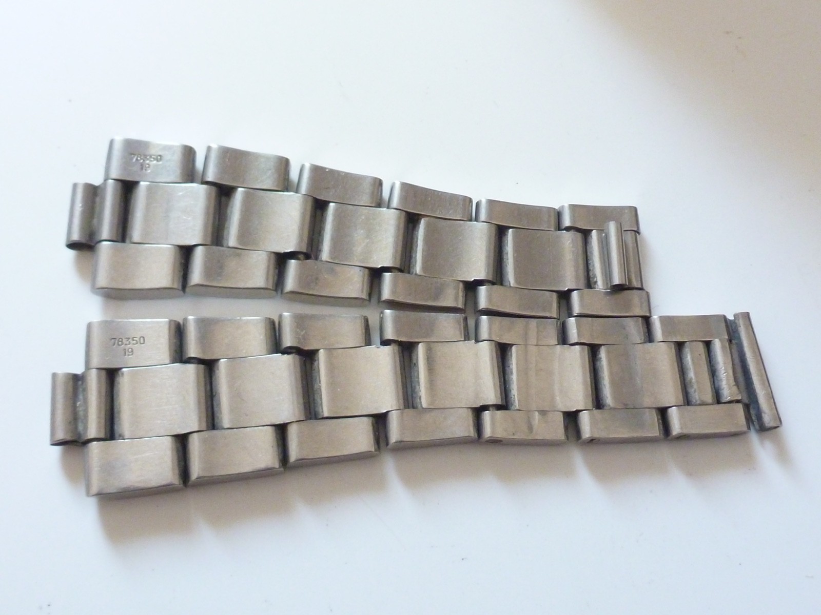 2 Half ORIGINAL Rolex Steel Bracelet 78350 19MM length Oyster without ends .-