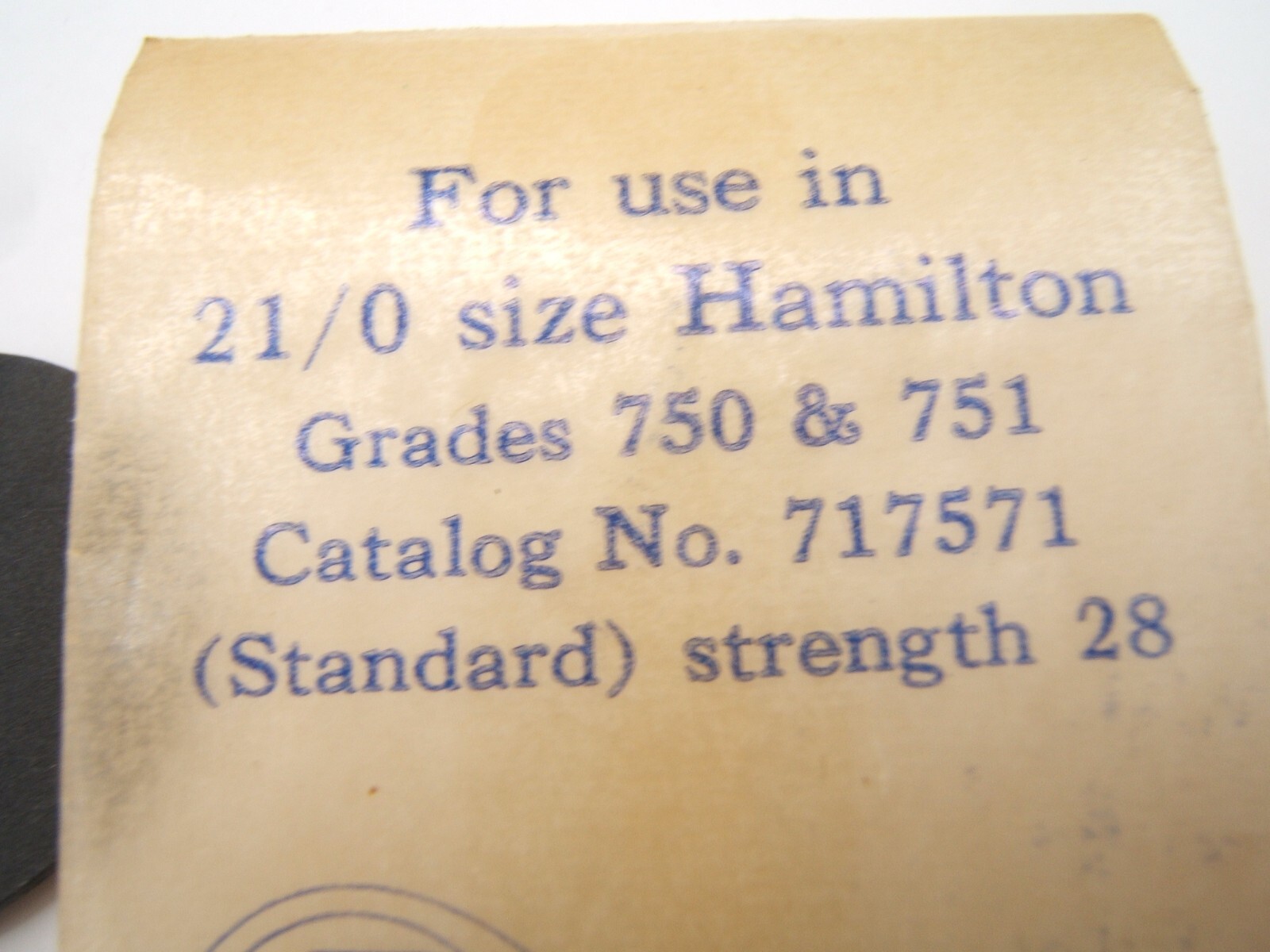HAMILTON WATCH MAINSPRING 21/0 GRADE 750 & 751 CAT NO 717571 DYNAVAR STRENGTH 28
