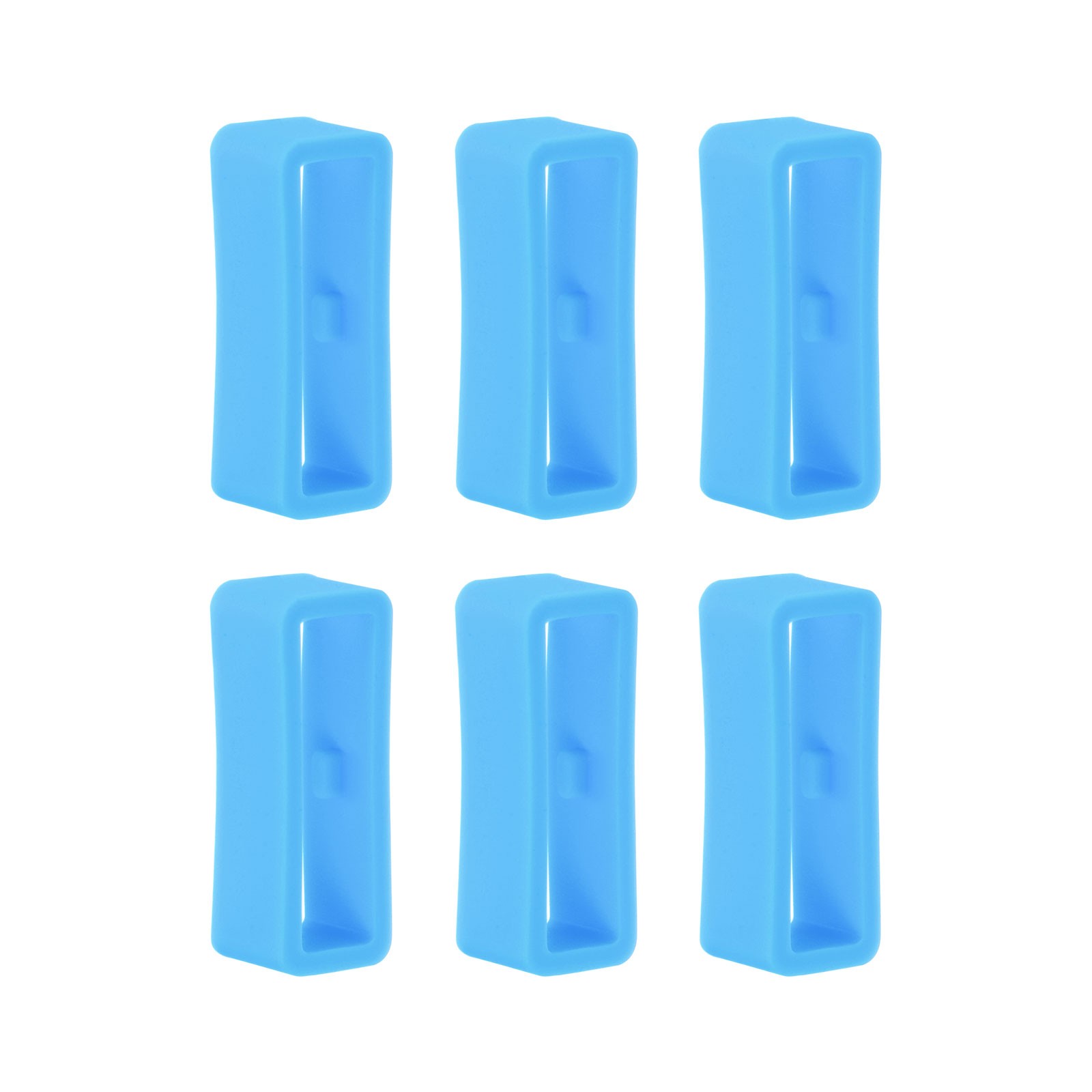 6pcs Watch Strap Loop Fastener Rings 20mm Rubber Watch Holder Keeper Light Blue