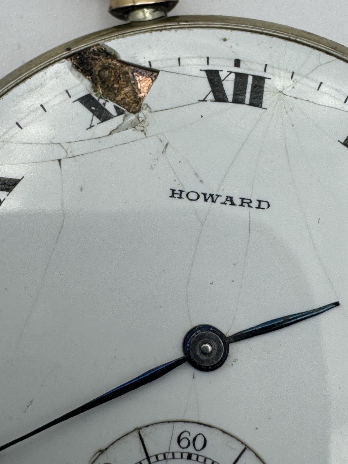 Vintage Howard 12s 17J Series 7 Pocket Watch Movement For Parts Or Repair