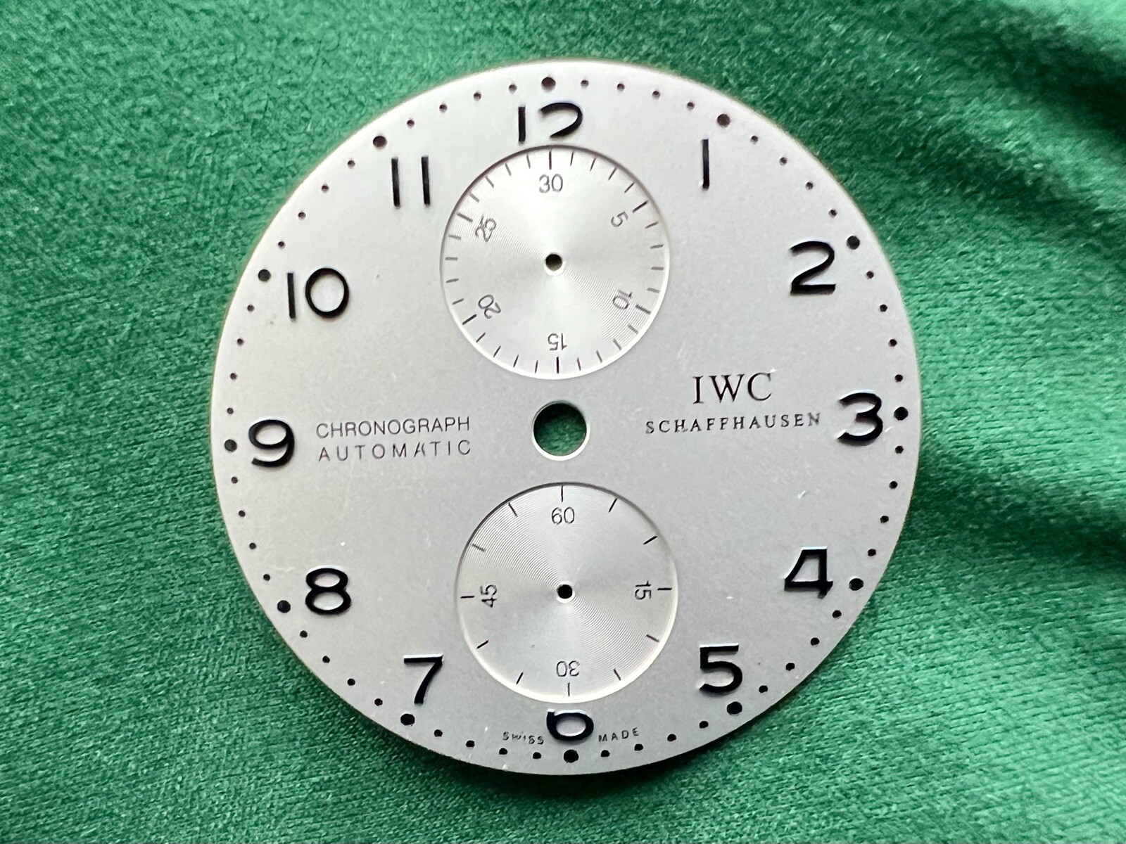 Authentic IWC Portuguese Chronograph Silver Dial 3714 34.4mm Blue Marker- OC#320