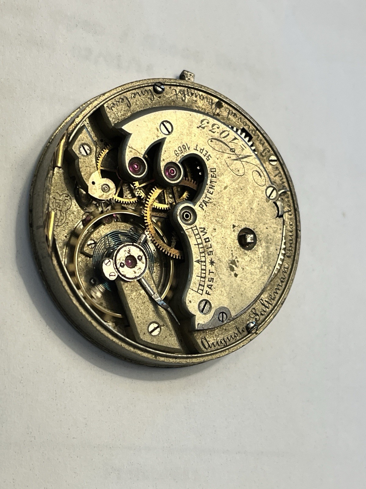 AUGUSTE SALTZMAN 45.22mm POCKET WATCH MOVEMENT RUNNING FREE SHIPPING