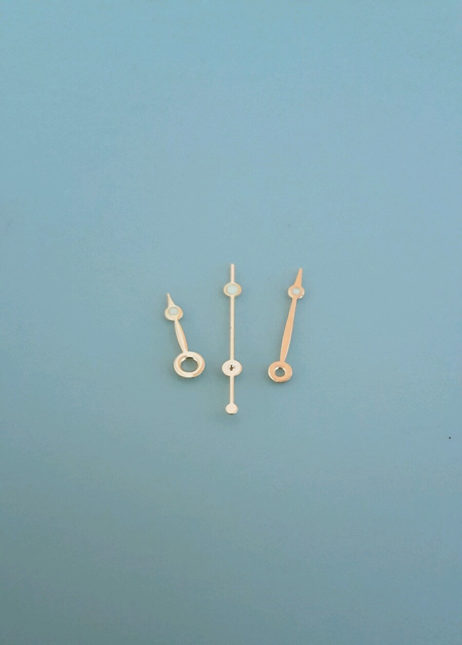 Luminous Gold Colour Watch Hands Set 120/70/20 – Fits Many ETA, Ronda, RLX Etc