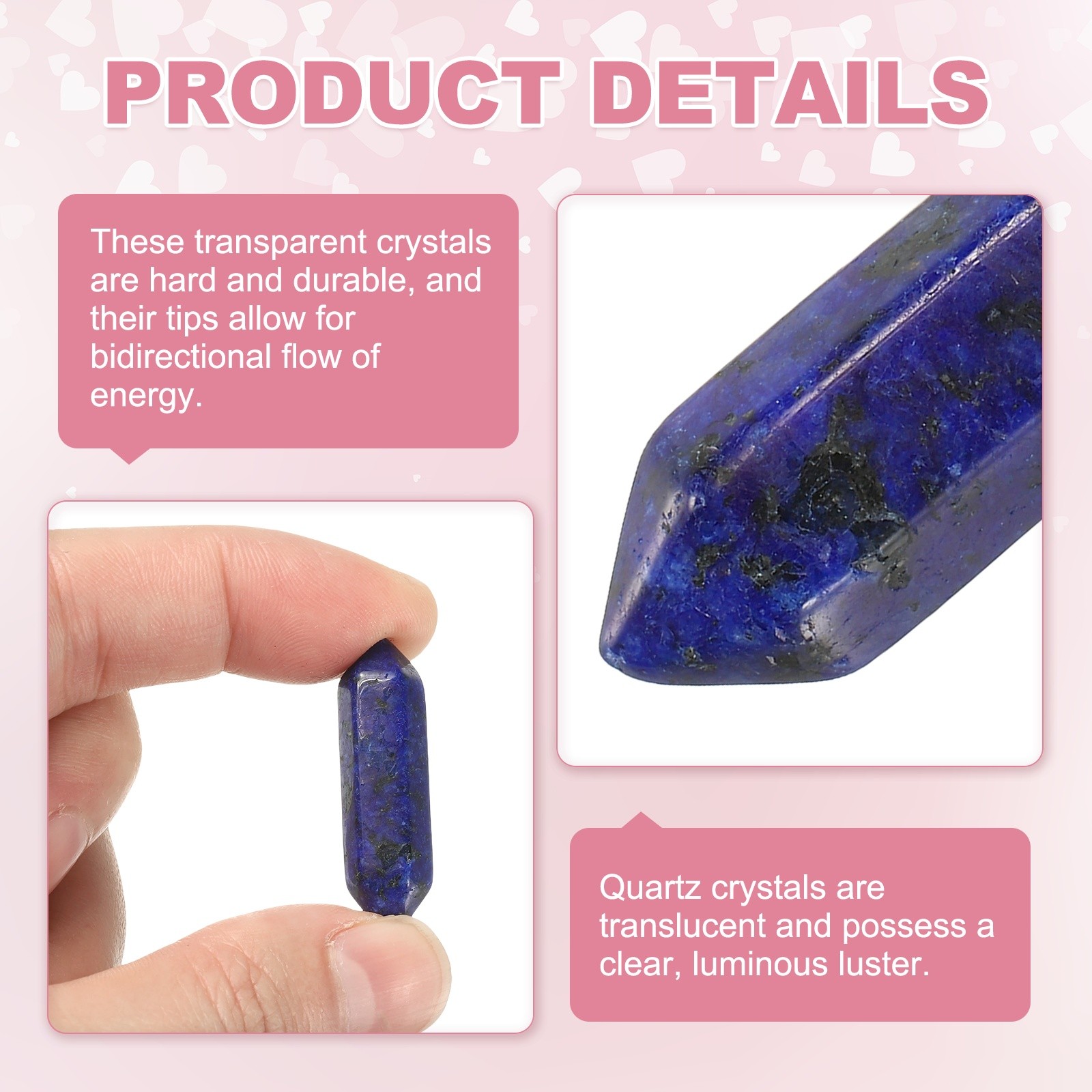 10 Pack Blue Gold Quartz Crystals Polished Crystals Bulk for Jewelry Making