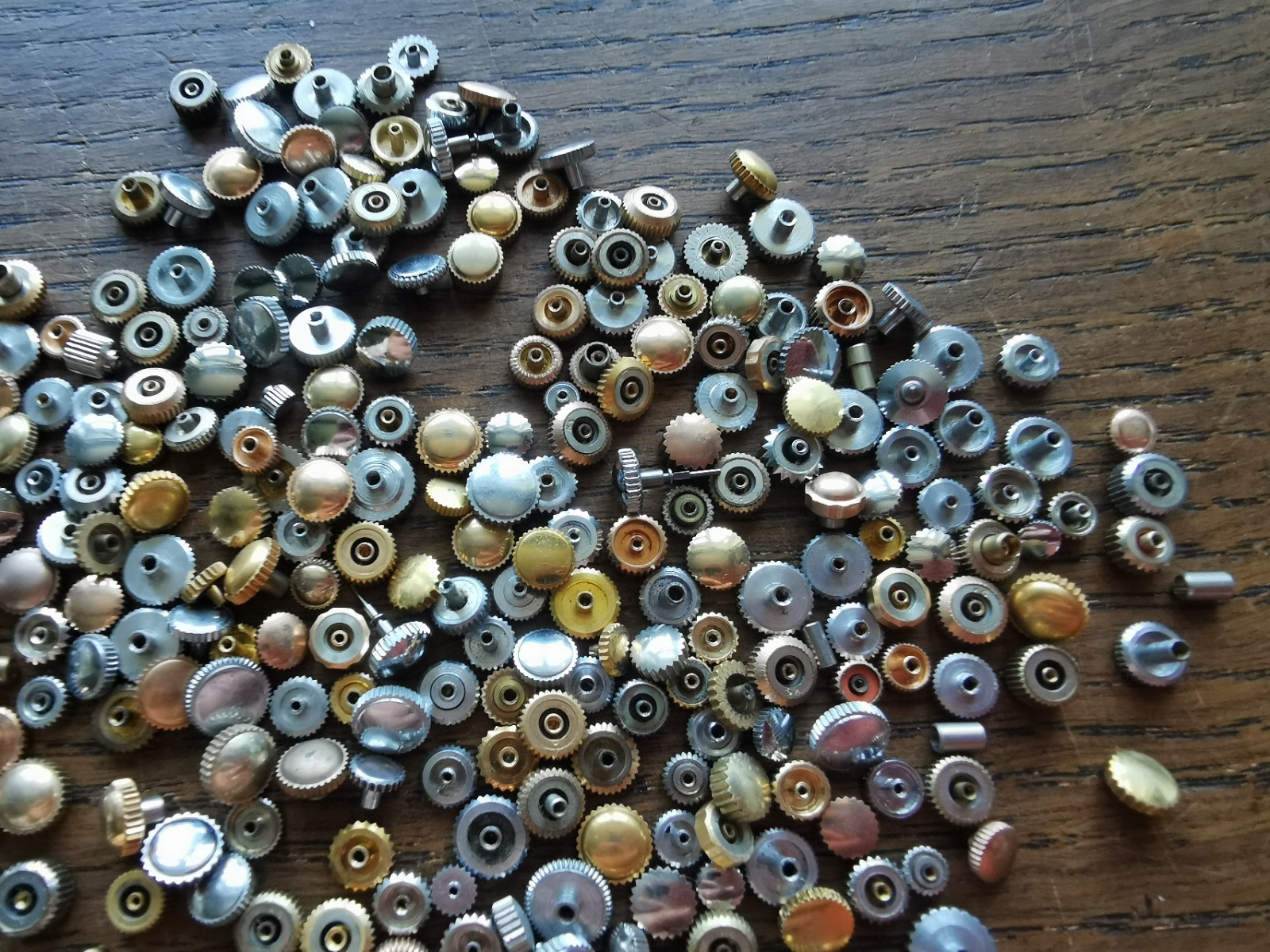 Watch Crowns, Chrome / Gilt, Used, Large Lot, Watchmaker Parts #R815