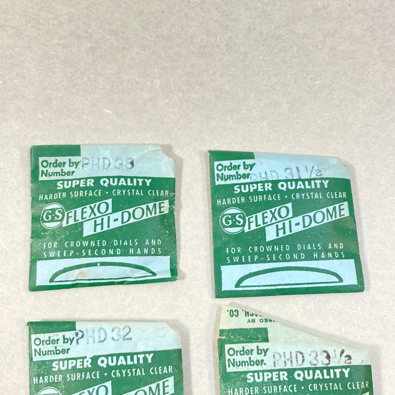 Vintage G.S. Flexo Hi-Dome Plastic Crystal 6 Pc Watch Repair USA