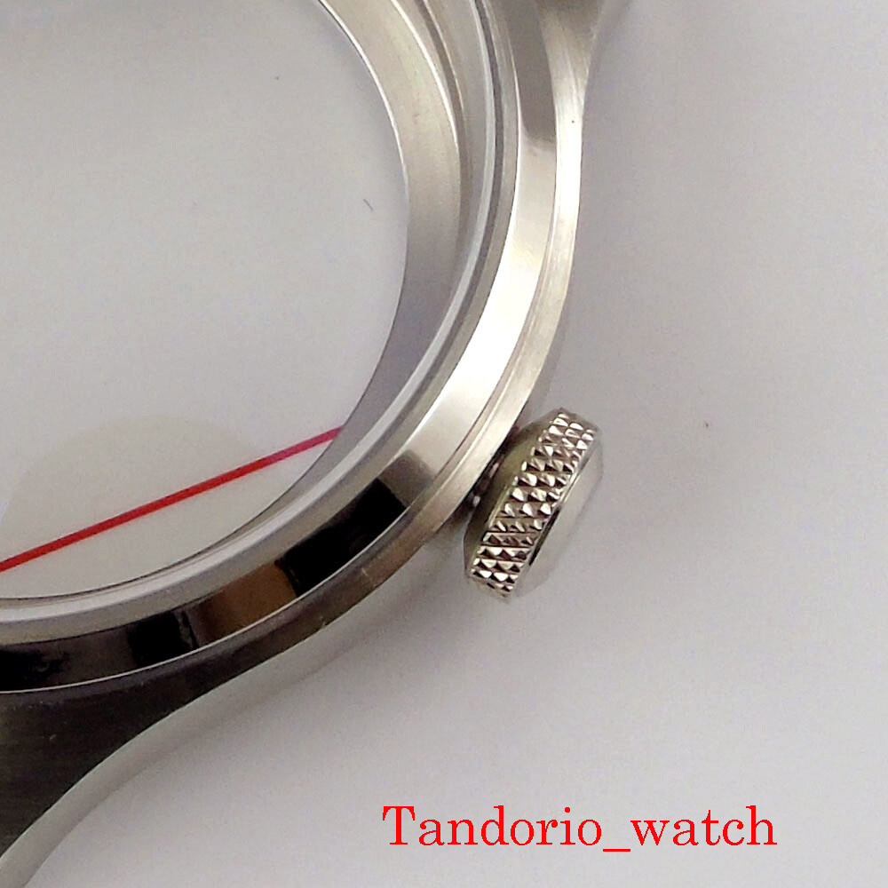 Fit 6497 6498 Hand Winding Stainless Steel 46mm Men’s Watch Case Mineral Glass