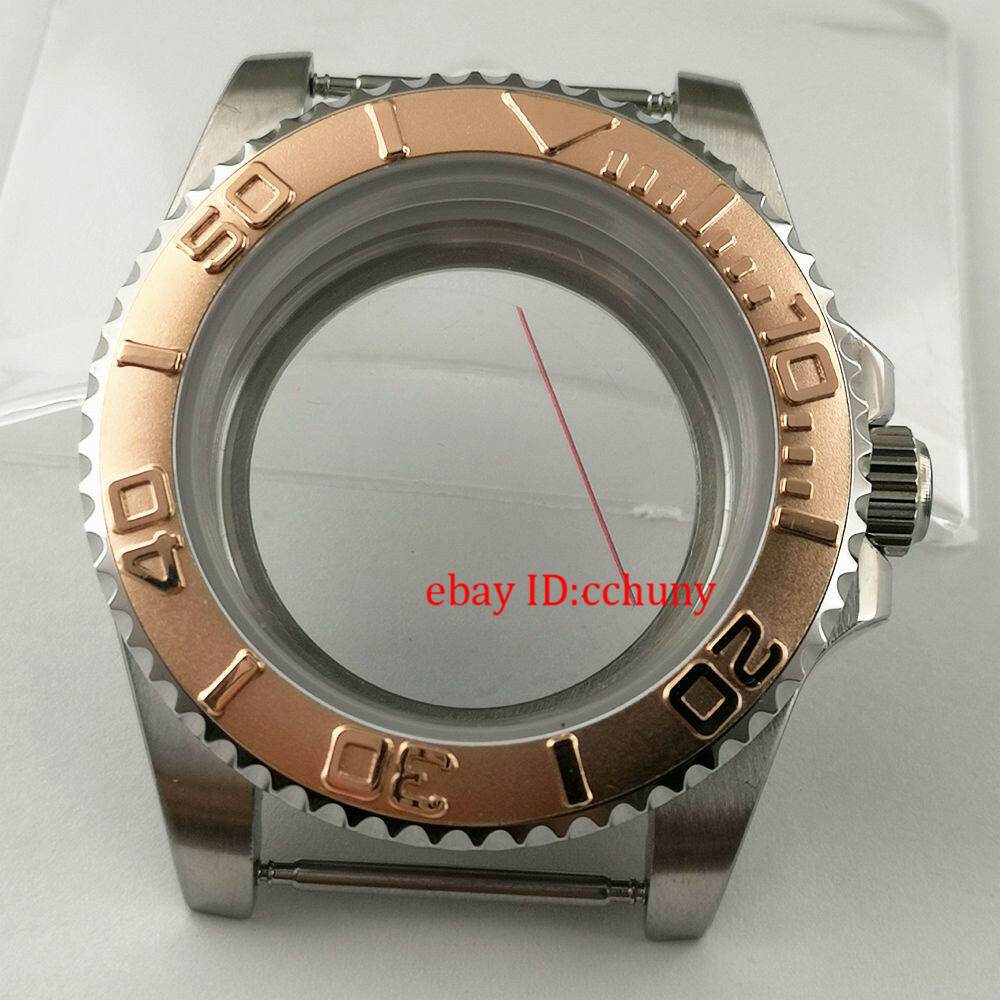 40mm Sapphire Watch Case Steel Rose Gold ceramics Bezel Fit NH35 NH36 Movement