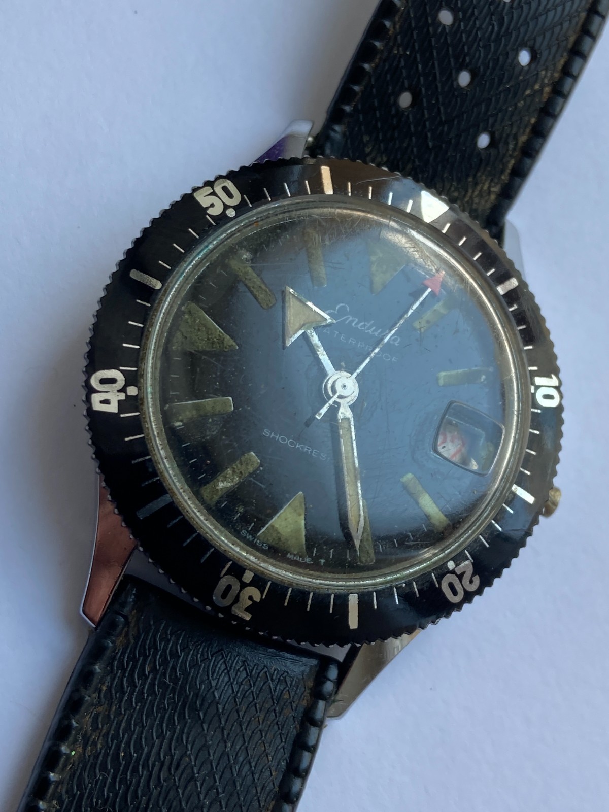VINTAGE MEN WRIST WATCH SALE FOR PARTS DIVER ENDURA DATE CAL. EB 8800 1 JEWEL