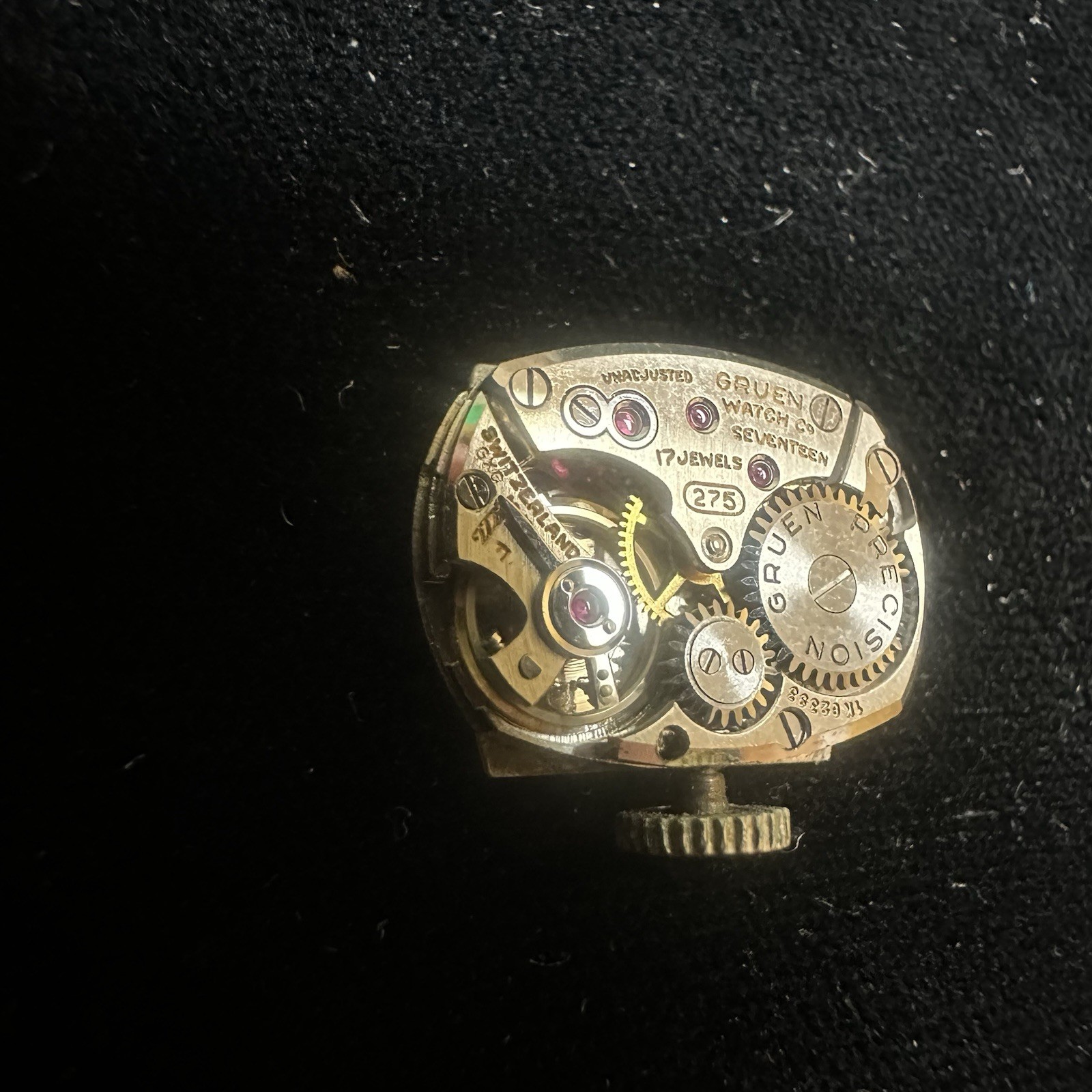 Gruen Precision 275 17j Watch Movement & Dial Parts Or Repair