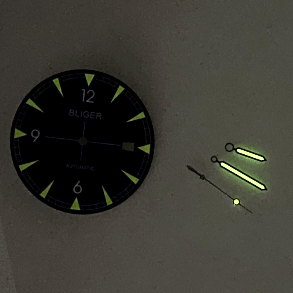 Watch Parts Replacement Bliger 33.5mm Luminous Watch Dial For NH35 Movement