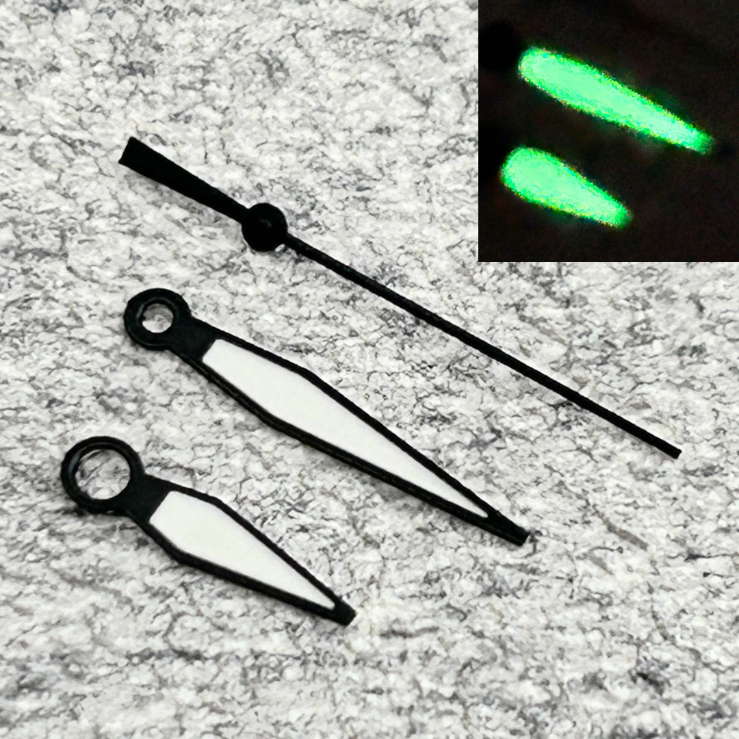 Green Luminous Black Pilot Hands Watch Accessories For NH35/36/4R/7S Movement