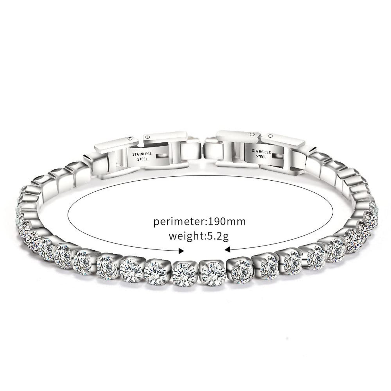Tennis Bracelet Titanium Steel Bracelet Ladies Bracelet Double Buckle Adjusta…