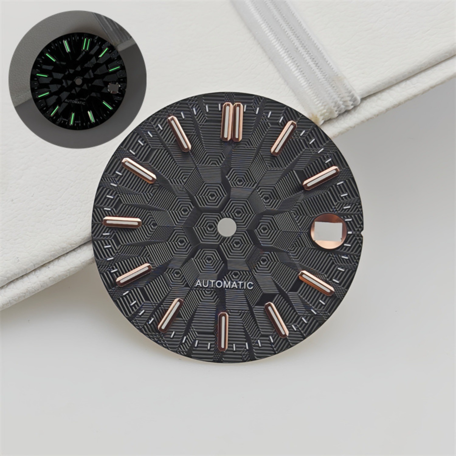NH35 Dial 28.5mm Architectural Dial Green Luminous DIY for NH35/NH36 Movement