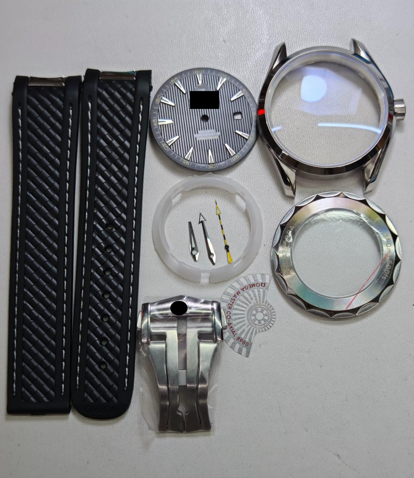 Watch Part Kit for Seamaster 8200 8215 2813 41mm Watch Case+Dial+Hands+Strap