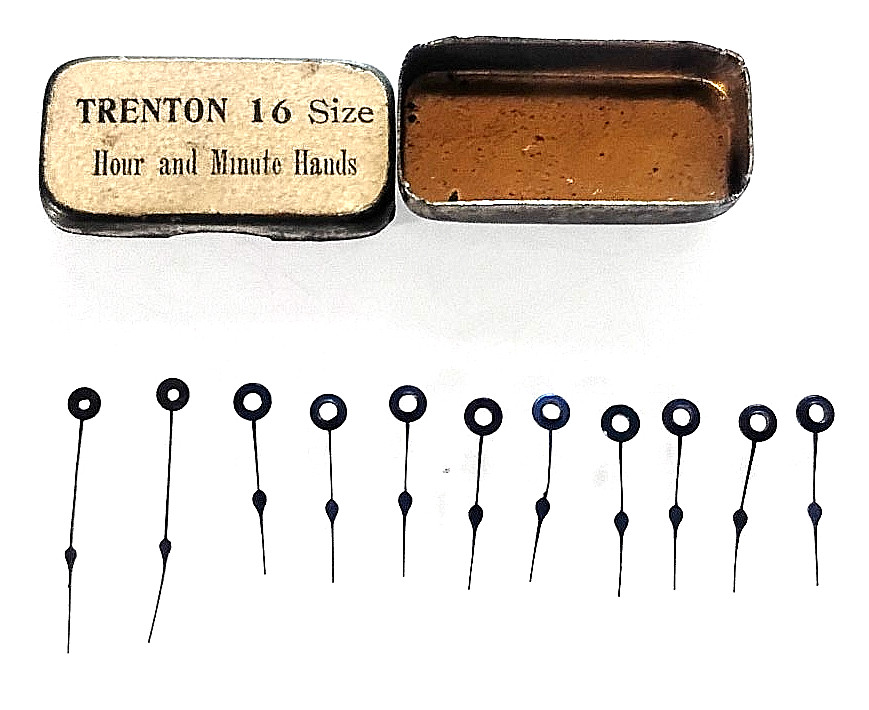 Trenton 16 Size Pocket Watch Hands Fine Blue Spades watch parts lot
