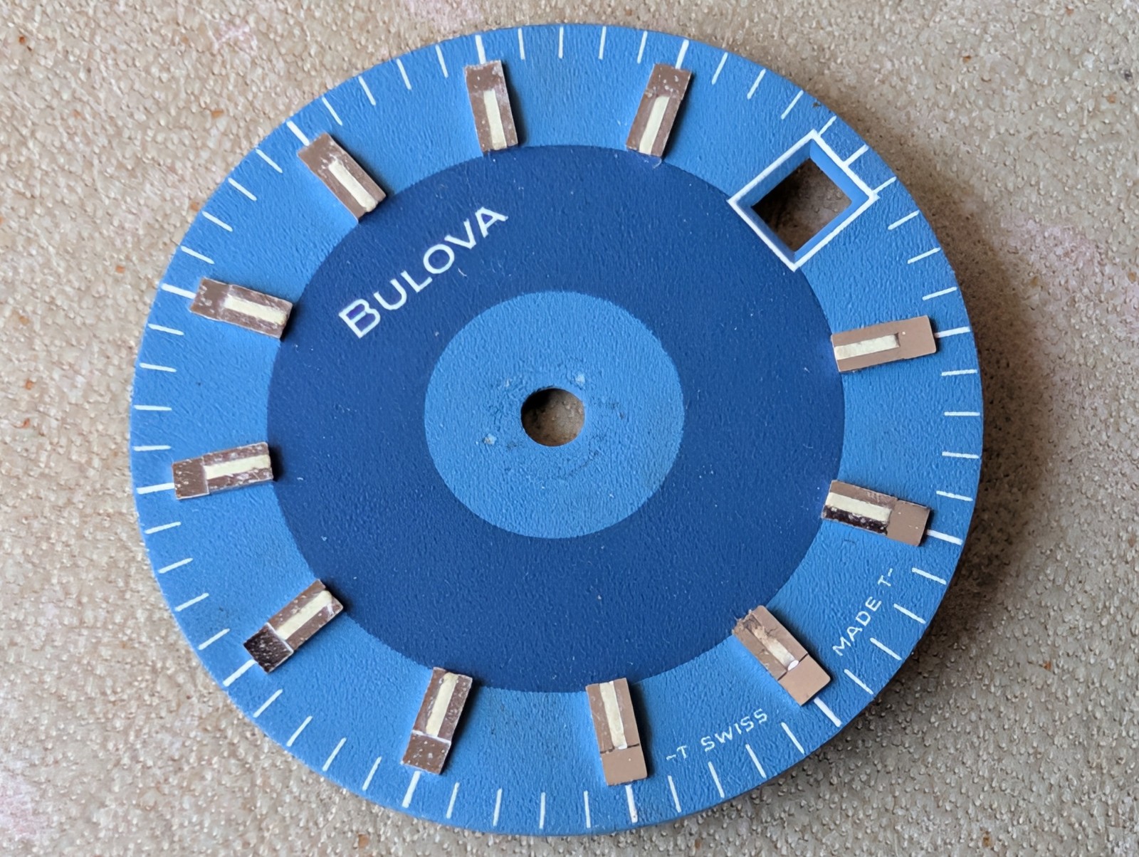 Vintage 1972 Bulova ‘7240’ Casual Dress Watch Blue Bullseye DIAL ONLY W/DEFECT