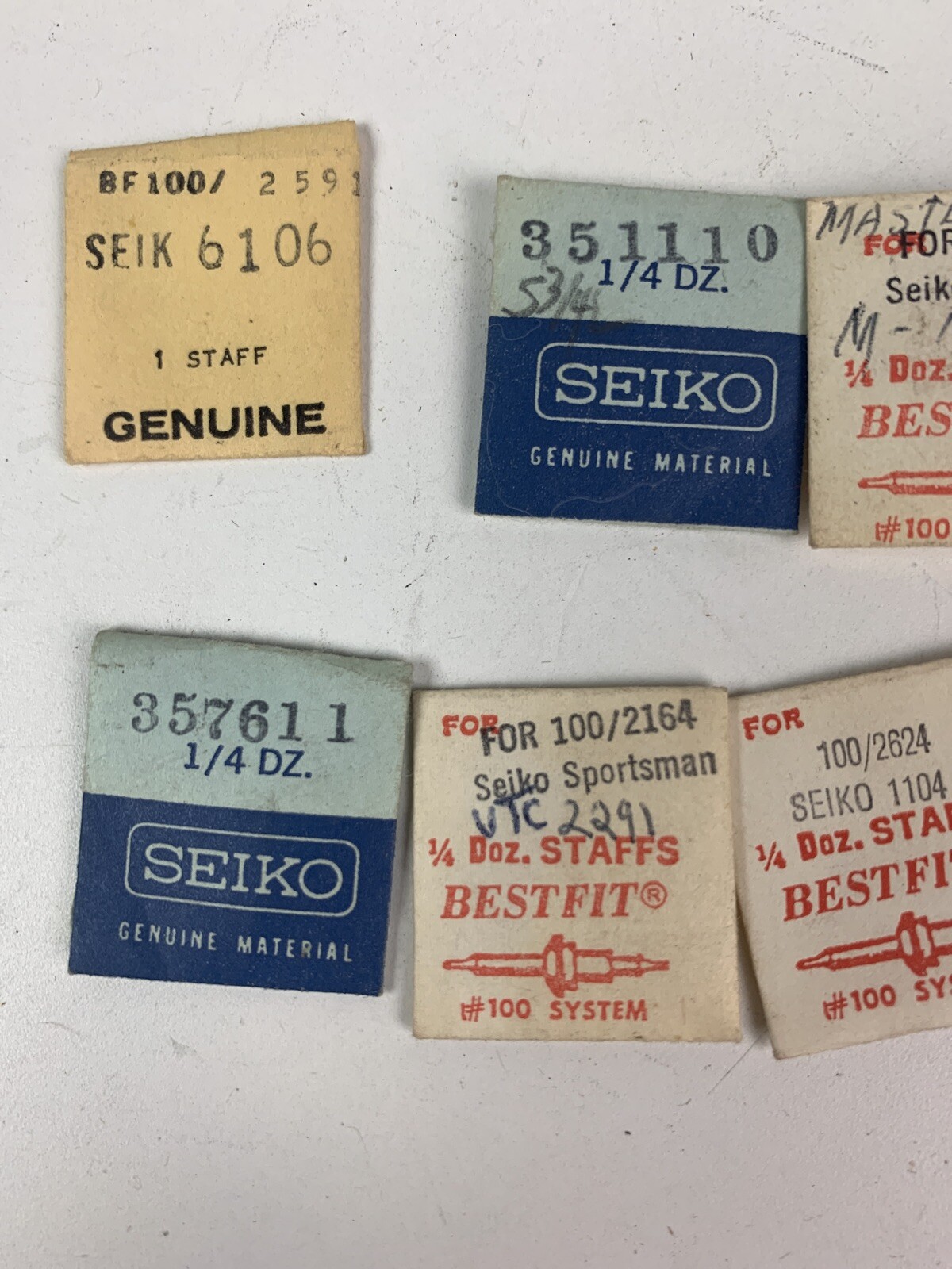 Large lot of vintage Seiko balance staffs – Solar, Sportsman, 1104A, 6106 +++