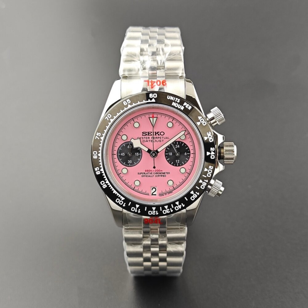 39mm Stainless steel Watch Case Set Sapphire Glass For VK64 Movement 29.5mm Dial