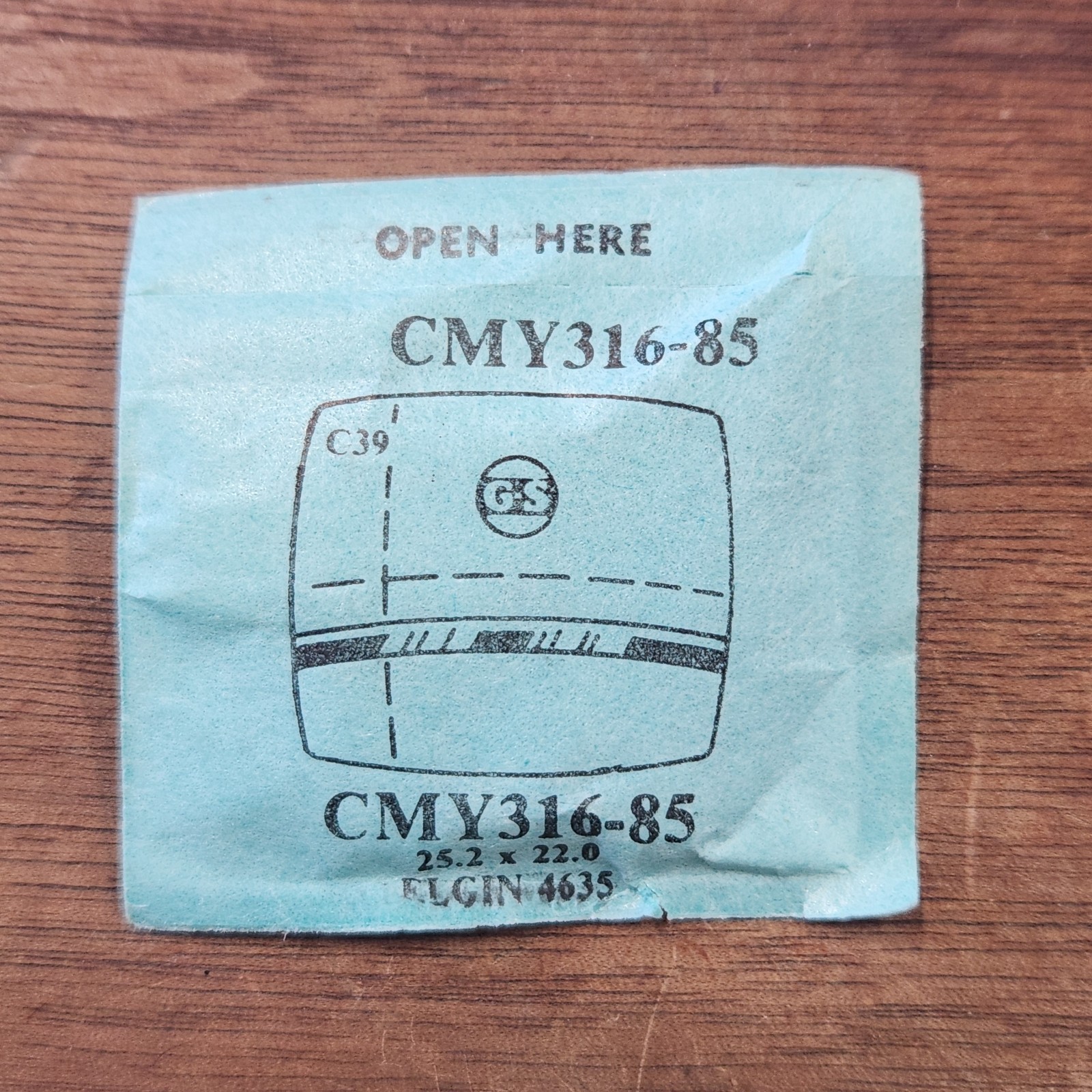 G&S NOS Sealed Crystal CMY316-85 Elgin 4635 25.2×22.0mm Rectangular Crystal