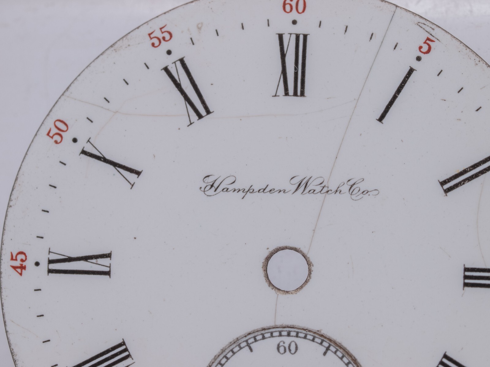 Hampden 18s Single Sunk Pocket Watch Roman Numeral Enamel Dial – Hairlines