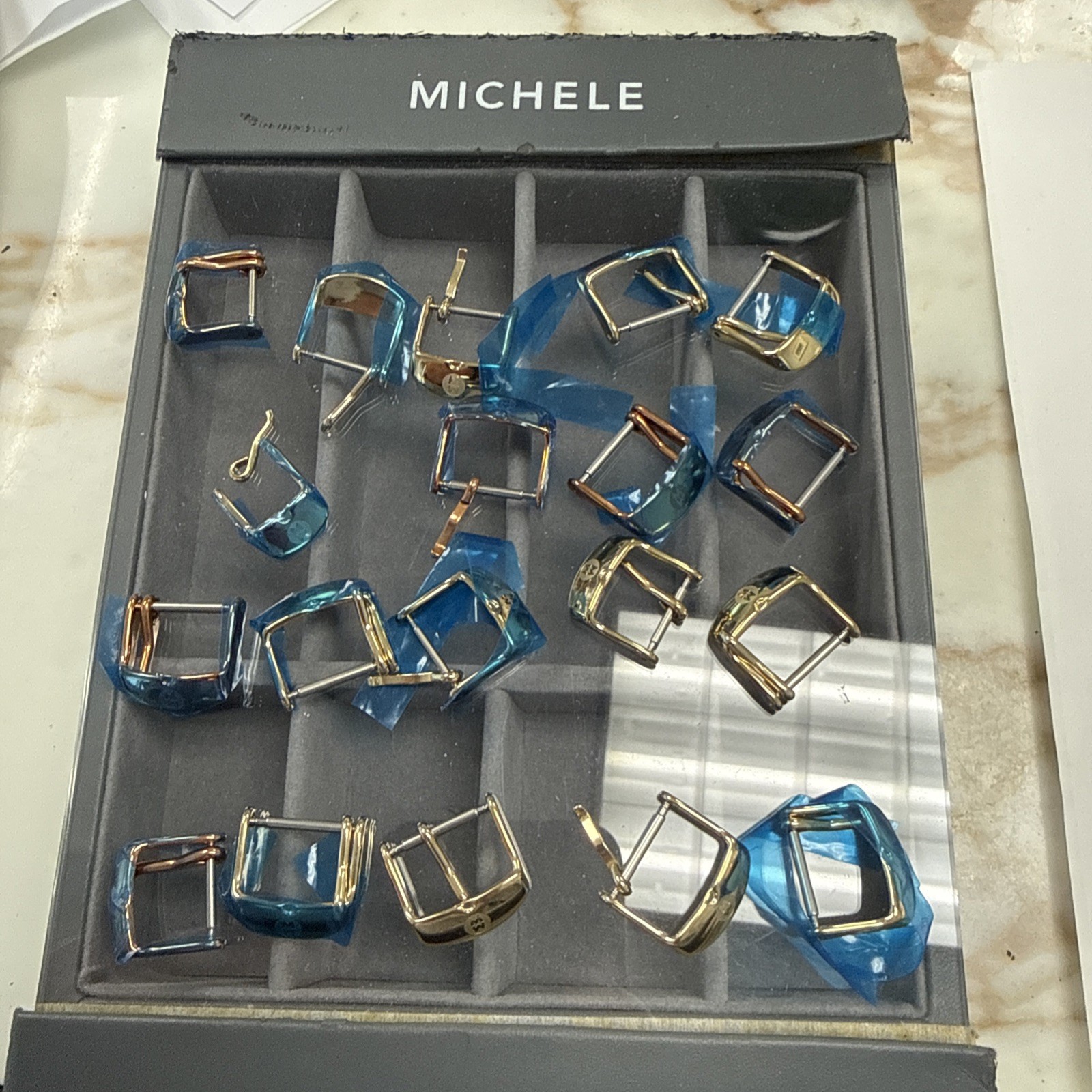 19 New Michele Assorted Various Size And Color Watch Buckles Case & Screwdriver