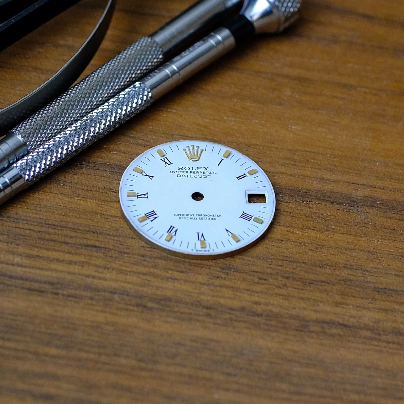 AUTHENTIC ROLEX OEM 31MM DATEJUST WHITE ROMAN DIAL W/ GOLD INDEX 68278 MID-SIZE
