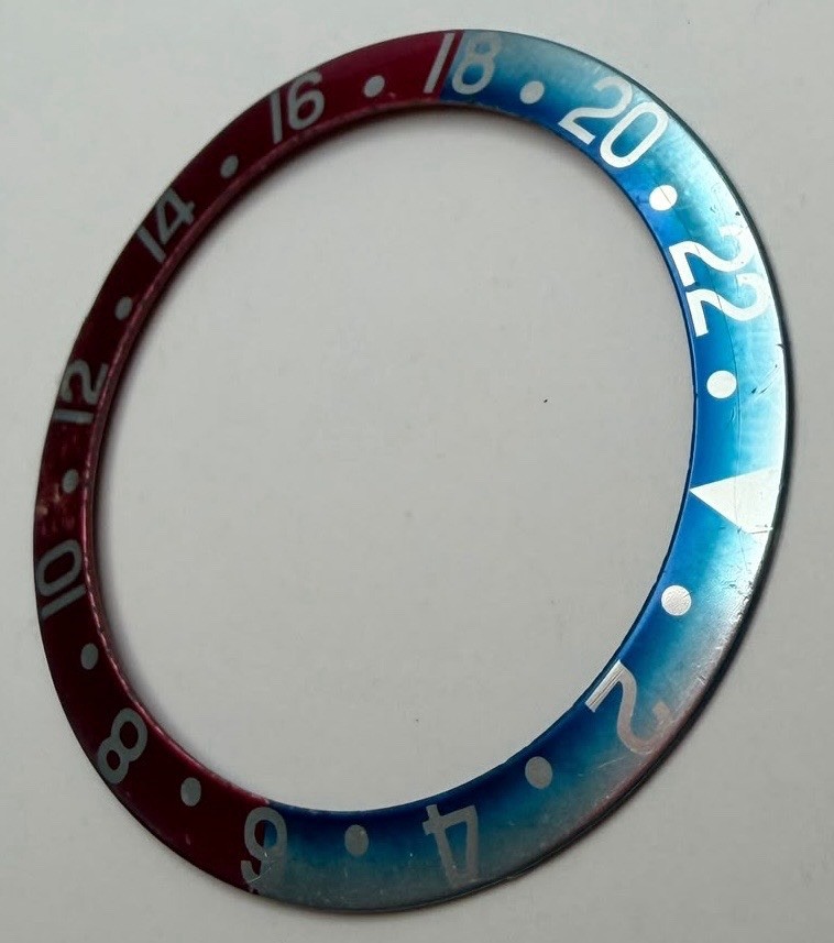 Rolex Genuine Vintage GMT 1675 Bezel Insert Red Back Turning Fuchsia/ Pinkish