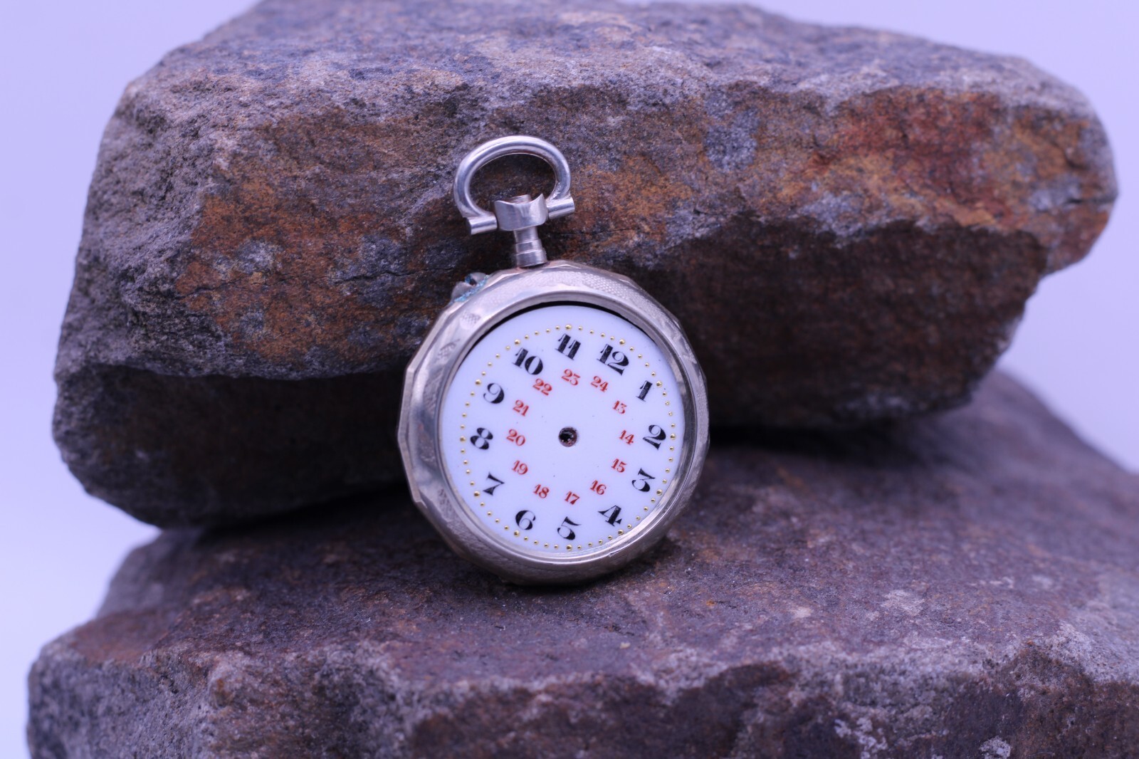 ARGENTAN LADIES SWISS POCKET WATCH FANCY CASE & DIAL 30.5mm DIAMETER NOS (ES)