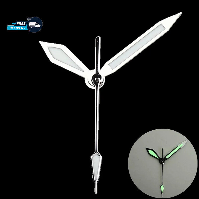 Polished Watch Hands C3 BGW9 Green Blue Lume For NH35 NH36 Movement Mod Parts