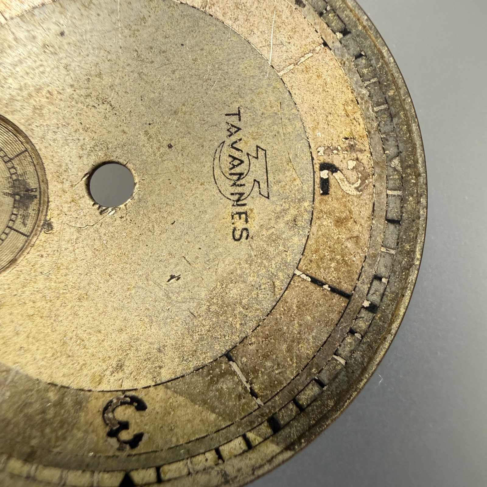 Tavannes Watch Dial 28.9Mm Diameter Small Seconds Bitonal Bullseye