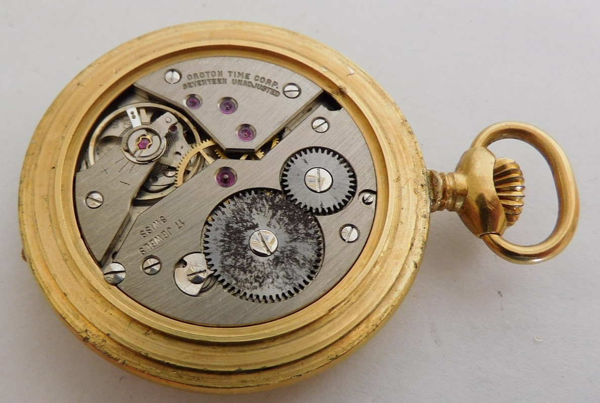 UT 6498 P.W. FOR PART or REPAIR NOT RUNNING CRYSTAL BEZEL MISSING. 17 JEWELS.