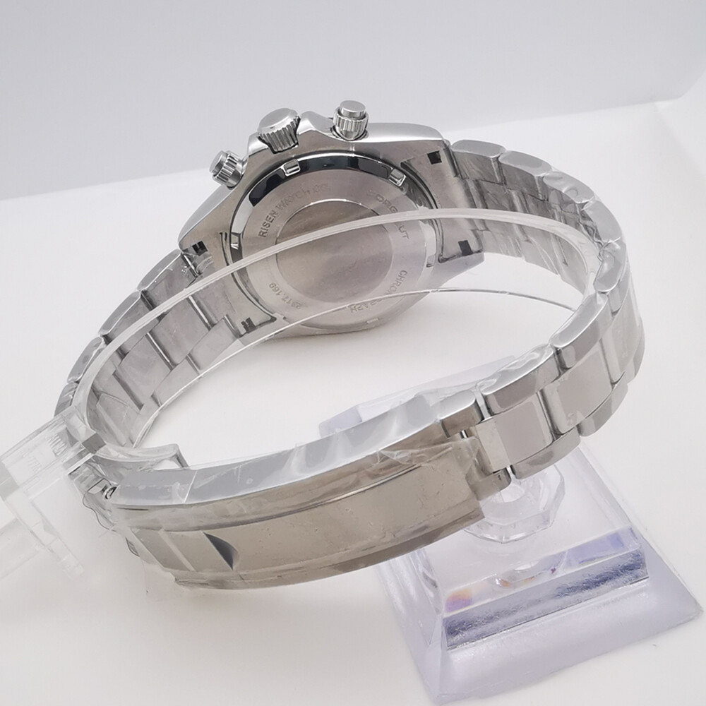 40mm sapphire silver rose gold gold case strap fit VK63 VK64 quartz movement