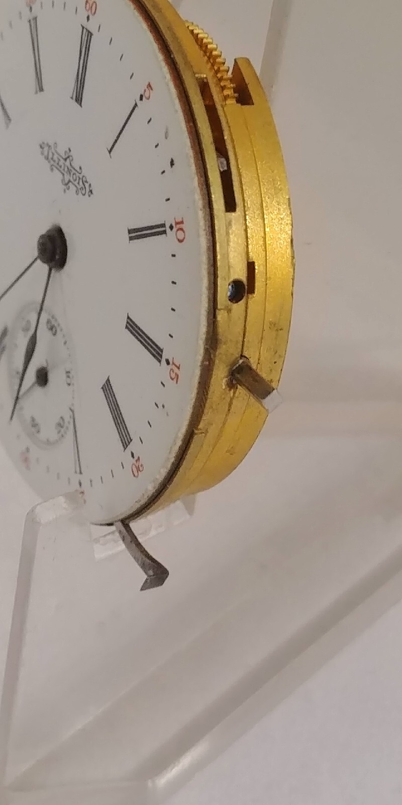1890 Illinois Springfield Pocket Watch 6s Movement Running, for Parts or Repair.