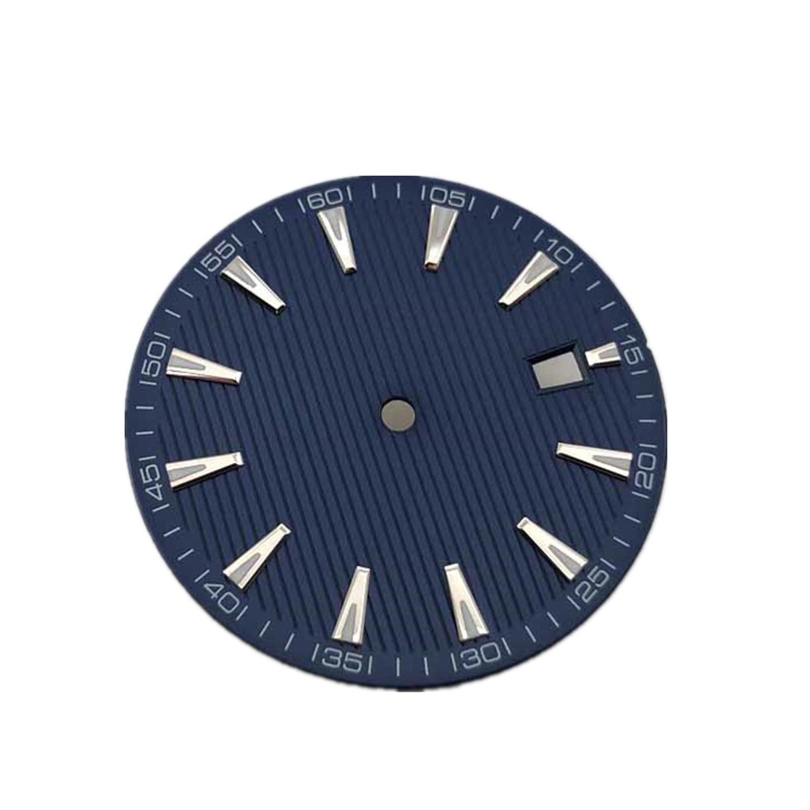 33.5mm Blue Watch Dial Face Plate Date @3 For NH35/NH35A Movement Replacement L