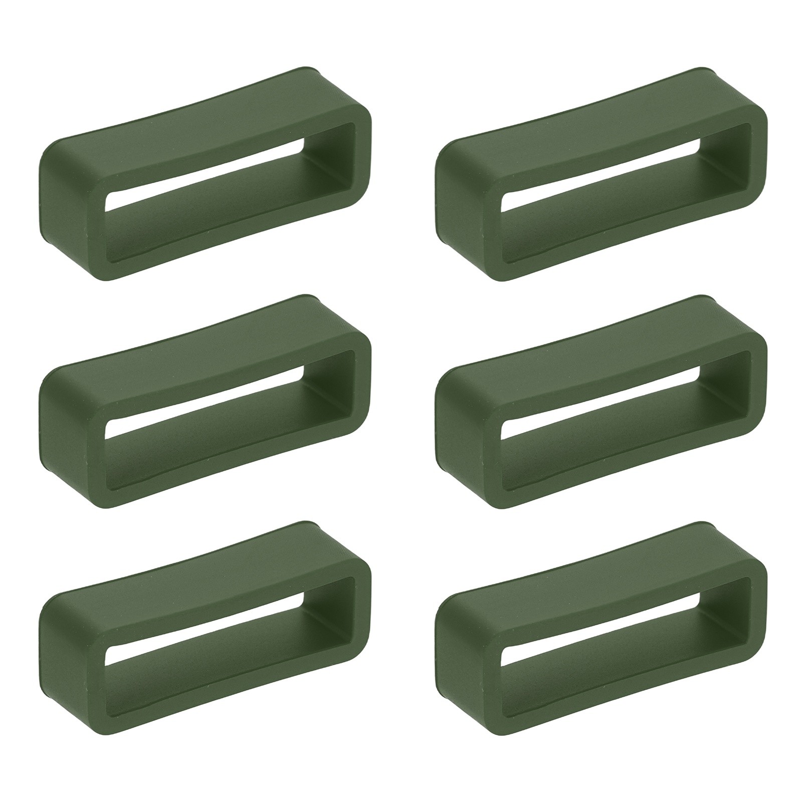 6pcs Watch Band Loop 22mm Silicone Watch Strap Retainer Loop, Army Green