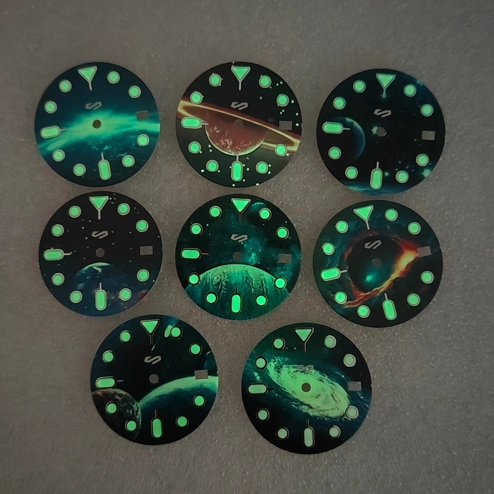 Watch Repair Green Luminous Dial 28.5mm Star River Dial for HN35/36/4R Movement