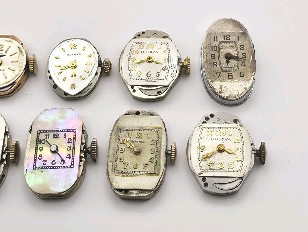 Vtg Lot Of 12 Bulova Benrus Mechanical Wrist Watch Movements For Parts Or Repair
