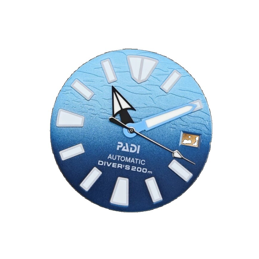 28.5mm NH35 Dial + Hands Gradient Blue 3D Dial Green Lume for NH35/NH36Movement